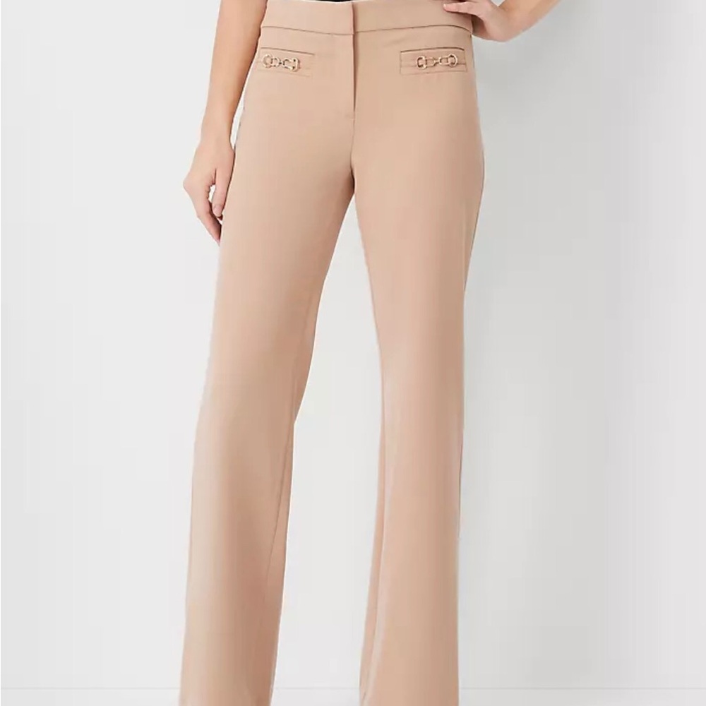 Ann Taylor khaki Chain Pocket Boot Cut Pants Size 10 New With Tags - Picture 2 of 3